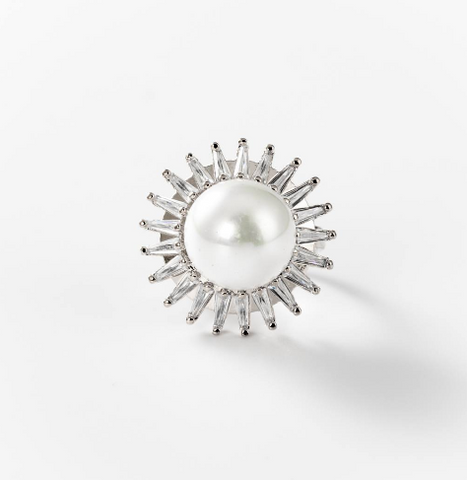 Chogan Sun Pearl Ring – Rhodium-Plated Steel