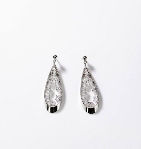 Chogan Sparkling Teardrops Jewellery Set – Rhodium-Plated