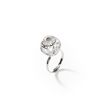 Adjustable Rhodium-Plated Flower Sphere Ring