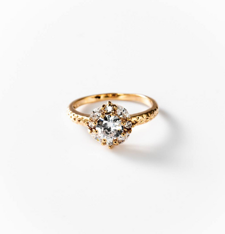 Chogan Sparkling Solitaire Ring – 24K Gold Plated