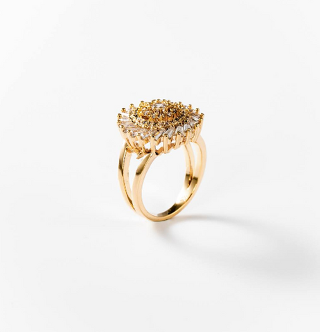 Chogan Sparkling Swirl Ring – 24K Gold Plated