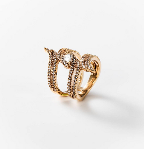 Chogan Crossed Flames Ring – 24K Gold Plated