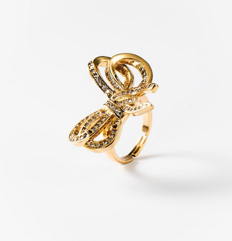 Chogan Precious Little Bows Ring – 24K Gold Plated