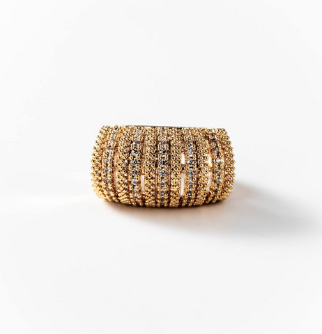 Chogan Pavé Deco Ring – 24K Gold Plated