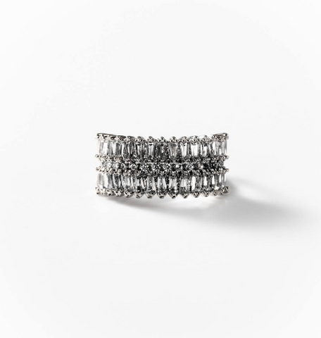 Chogan Geometric Ring – Rhodium-Plated