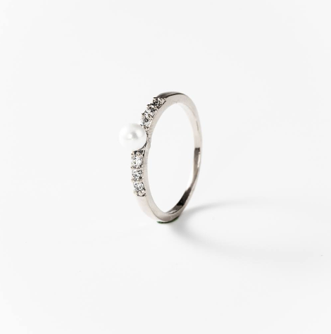 Chogan Elegant Pearl Ring – Rhodium-Plated