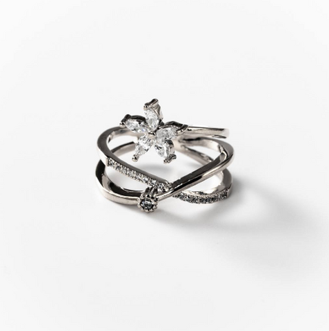 Chogan Star Flower Ring – Rhodium-Plated
