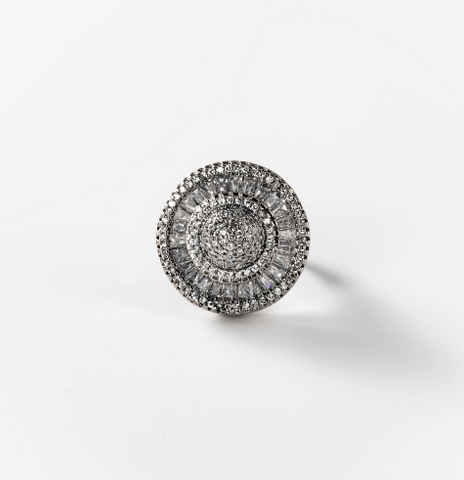 Chogan Sparkling Vintage Ring – Rhodium-Plated
