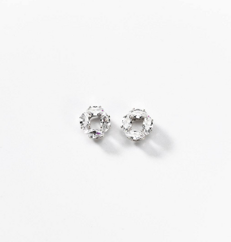 Chogan Sparkling Oval Circles Jewellery Set – Rhodium-Plated